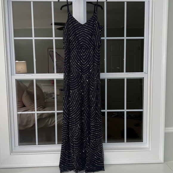 Adrianna Papell Dresses & Skirts - Adrianna Papell Art Deco Beaded Blouson Gown in Navy